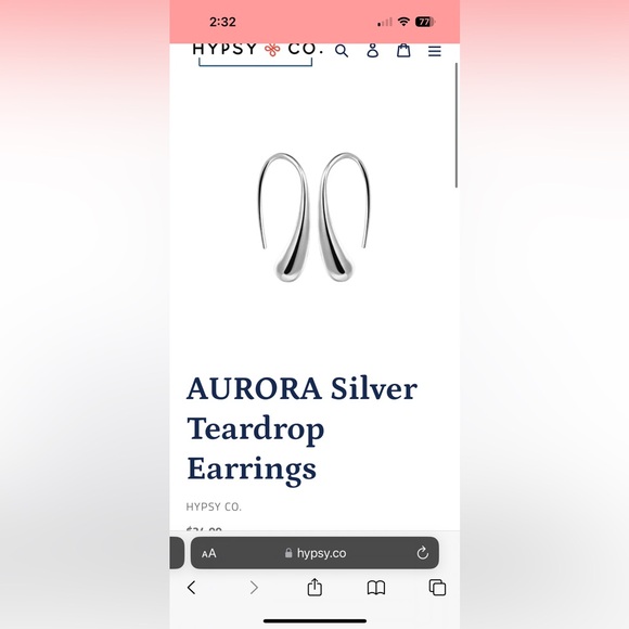 NWT AURORA Silver Teardrop Elegant Earrings Threader Hoop $68 - Picture 2 of 3